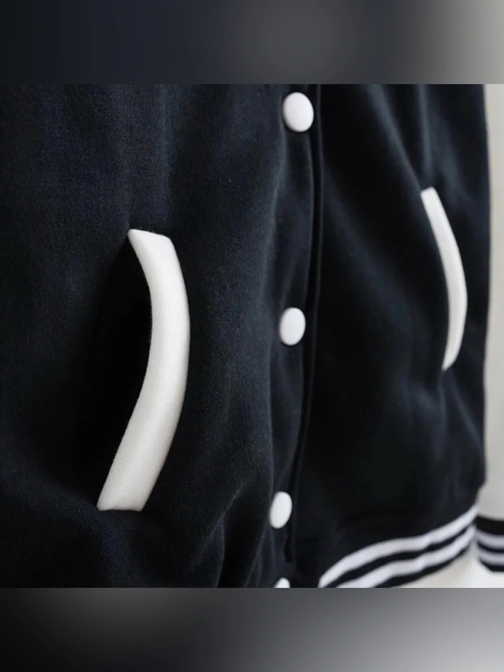 0120: Women’s LightweightNavy and White Varsity Jacket  Classic Letterman Style